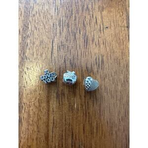 Silver-Tone “Love” Bead Charms – Set of 3 (European Bracelet Style)
